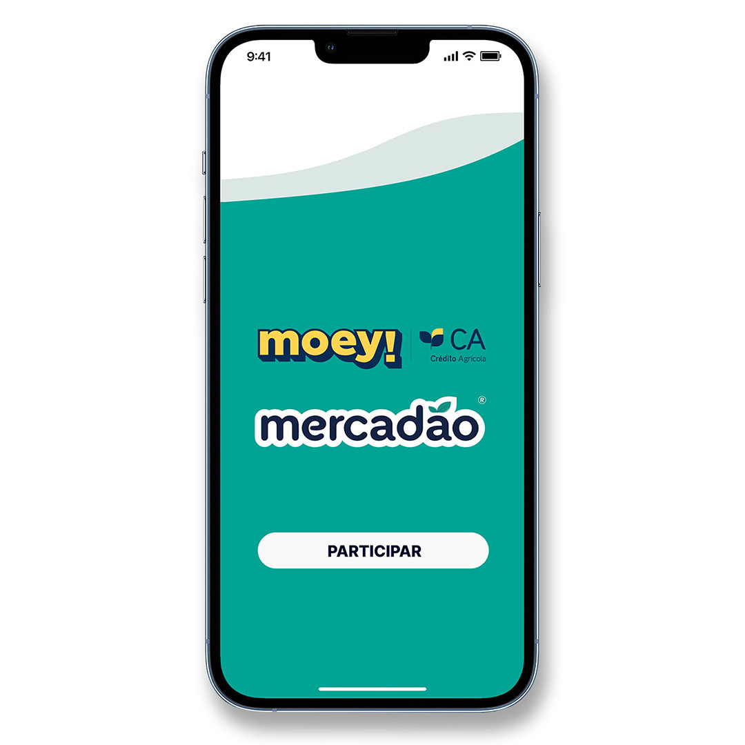 Ecrã de smartphone com app moey!
